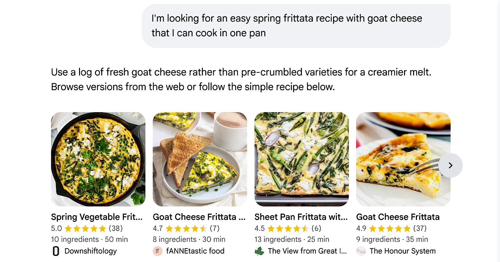 Google has moved recipe links to the top of AI mode search results.